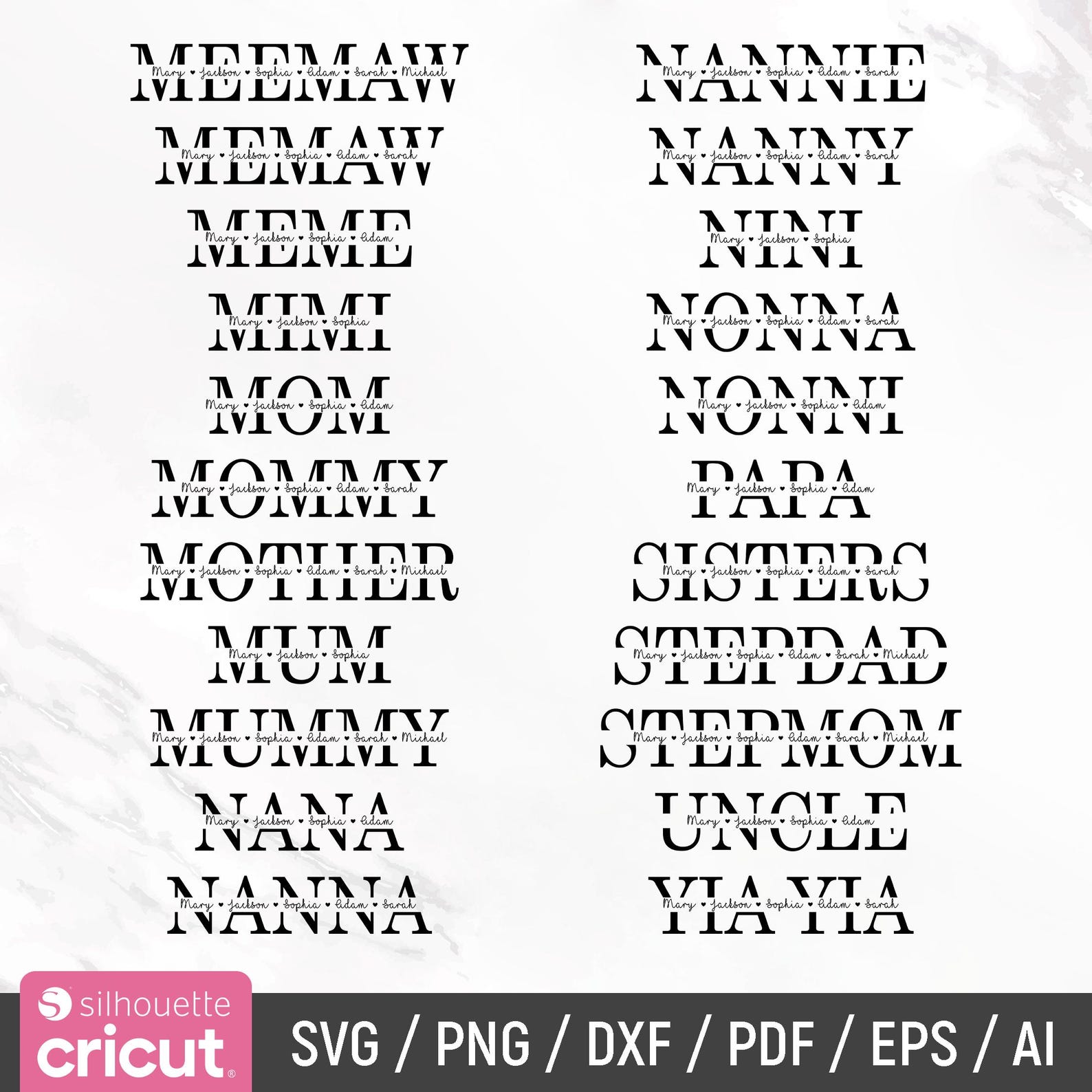 44 Split Name Frame Svg, Bundle, Split Monogram Svg, Personalised ...