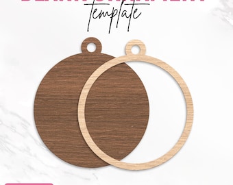 Archivos SVG para adornos en blanco, adornos de madera personalizados, adornos redondos, archivos láser para adornos, adornos navideños, proyectos DIY, descarga instantánea
