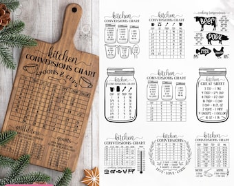 Kitchen Conversion Chart Svg, Decorative Kitchen Conversion, Kitchen Measurement Conversions Chart Svg, Kitchen Sign Svg, Silhouette, Cricut