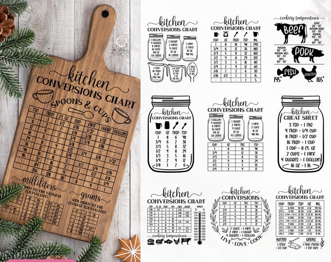 Kitchen Conversion Chart Svg, Decorative Kitchen Conversion, Kitchen