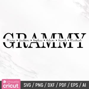 Grammy Svg, abuela Svg, día de la madre Svg, marco de nombre dividido de la abuela Svg, abuela Svg, archivo de corte, Cricut, silueta, descarga instantánea