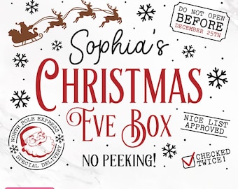 Editable Christmas Eve Box Svg, Christmas Eve Crate Svg, Xmas Box Svg, Glowforge, Cricut, Silhouette, DIY, Cut Files, Png, Instant Download