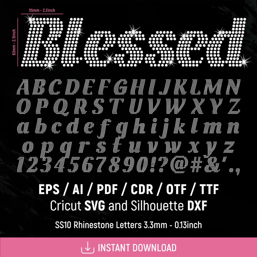 Italic Rhinestone Font, SS10, Rhinestone Alphabet, Rhinestone Letters ...