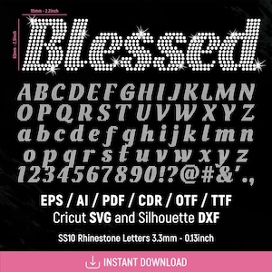 Strass-Schriftart (Kursiv), SS10, Strass-Alphabet, Strassbuchstaben und -zahlen, Fettdruck, Cricut, Silhouette, SVG, DXF, Sofort-Download