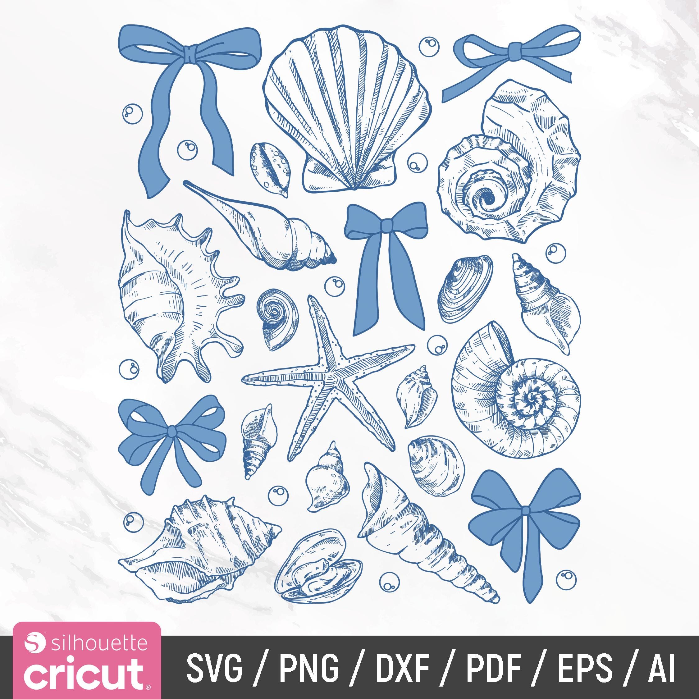 Coquette Seashell Svg, Beach Svg, Coastal Svg, Retro Summer, Summer Vibes, Summer Coquette, Vintage Summer, Girls Trip Png, Instant Download