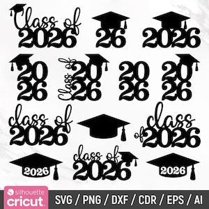 Graduation Svg Bundle, Graduation Cap Svg, Grad 2026, Class of 2026, Graduation 2026 Svg, Graduation Topper Svg, Cut Files, Instant Download