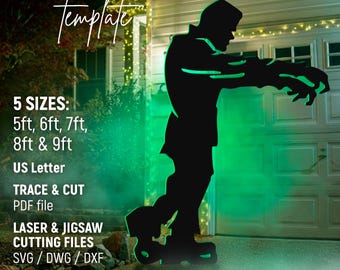 Frankenstein Template, Halloween Scene Lawn Decor, Outdoor Silhouette Template, DIY, Printable, Trace & Cut, Stencils, PDF, Instant Download