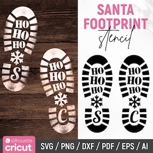 Santa Footprint Svg, Christmas Footsteps Svg, Christmas Feet, Santa Boots Svg, Santa Clause Footsteps Stencil, DIY, Dxf, Laser Cutting Files