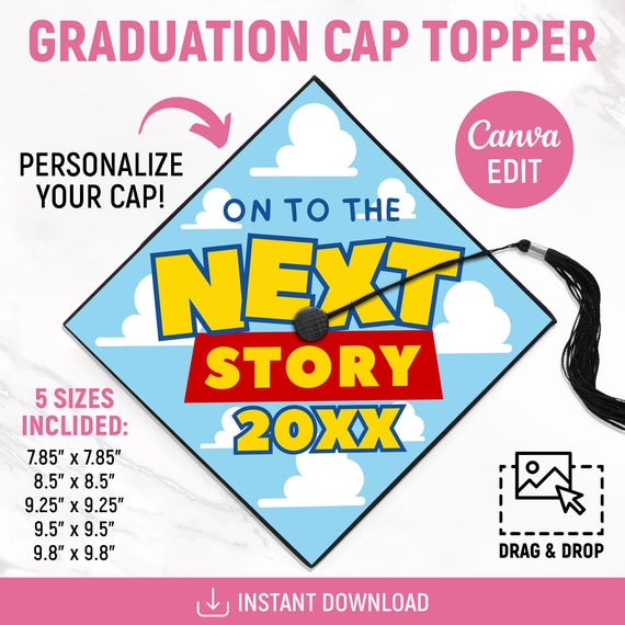 Personalized Graduation Cap Topper, Custom Grad Cap Topper, Class of 2026, Next Story Graduation Cap, DIY Graduation Cap, Canva Editable