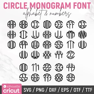 Circle Monogram Font Svg, Circle Monogram Letters & Numbers Svg, Monogram Alphabet, Monogram Svg, Clipart, Dxf, Cut Files, Digital Download