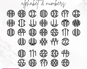 Circle Monogram Font Svg, Circle Monogram Letters & Numbers Svg, Monogram Alphabet, Monogram Svg, Clipart, Dxf, Cut Files, Digital Download
