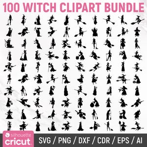 Witch Svg Bundle, Halloween Svg, Halloween Witch Svg, Witch Clipart, Witch Silhouette, Flying Witch Svg, Salem, Cut Files, Instant Download image 2
