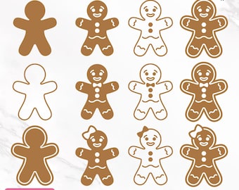 Pierniki świąteczne SVG, Piernikowy Ludzik SVG, Clipart z Piernika, Ciasteczka świąteczne SVG, Pieczenie SVG, Boże Narodzenie SVG, PNG, Natychmiastowe pobieranie