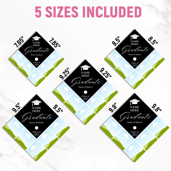 Personalized Graduation Cap Topper, Custom Grad Cap Topper, Class of 2025, Graduation Сollage Template, DIY Graduation Cap, Canva Editable