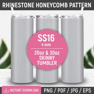 Blank Rhinestone Pattern, Rhinestone Template, Honeycomb Pattern, SS16, 4mm, 20oz - 30oz Skinny Straight Tumbler, Create Your Own Pattern