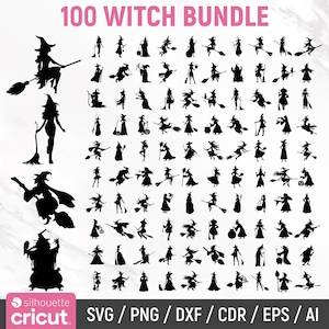 Hexe-Svg-Bundle, Halloween-Svg, Halloween-Hexe-Svg, Hexe Clipart, Hexe Silhouette, Fliegende Hexe Svg, Salem, Schnittdateien, Sofort-Download