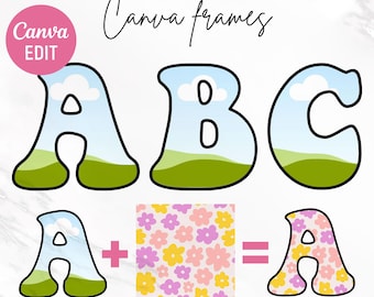 Editable Canva Frame Letters, Uppercase Lowercase & Numbers, Drag and Drop, Fillable Alphabet Font, Canva Frame Template, Canva Editable
