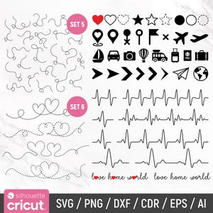 Vector Design State Line Vector State to State Svg Bundle, Dotted Line Svg, 50 States Svg, Long ...