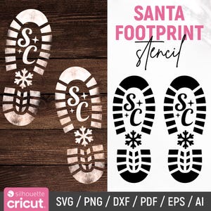 Santa Footprint Svg, Christmas Footsteps Svg, Christmas Feet, Santa Boots Svg, Santa Clause Footsteps Stencil, DIY, Dxf, Laser Cutting Files