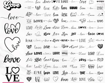 Love Svg Bundle, Love Word Svg, Love Clipart, Love Heart Svg, Heart Svg, Valentine Svg, Valentine's Day Svg, Cut File, Png, Instant Download