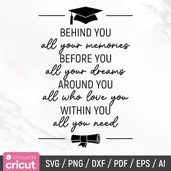 Behind You All Your Memories Svg, Graduation Quote, Graduation Svg, Graduation Party Decor, Graduation Sign, Printable, Instant Download