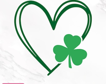 Saint Patrick's Day Heart Svg, Shamrock Heart Svg, Shamrock Svg, Clover Leaf Svg, Trefoil Svg, Irish Svg, Clover Svg, Png, Instant Download