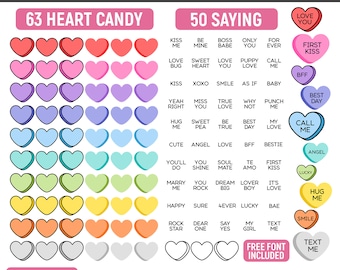 Candy Heart Svg, Candy Heart Png, Candy Hearts Svg, Candy Heart Clipart, Heart Svg, Mix & Match svg, Valentines Hearts Svg, Custom Hearts