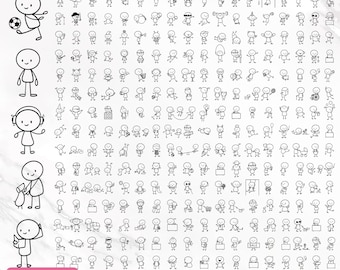 Stick Figures SVG Bundle, Stick People Svg, Stick Family Svg, Stick Kids Svg, Stick Figure Clipart, Stick, Outline, Vector, Instant Download