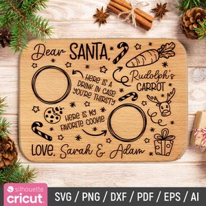 Bandeja de Papá Noel (Svg), Navidad (Svg), Bandeja de Papá Noel (Svg), Plato de Papá Noel (Svg), Galletas de leche de Papá Noel (Svg), Galletas para Papá Noel (Svg), Dxf, Descarga instantánea