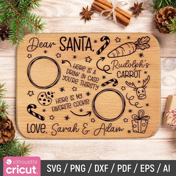 Dear Santa Tray Svg, Christmas Svg, Santa Tray Svg, Santa Plate Svg, Santa Milk Cookies Svg, Cookies for Santa Svg, Dxf, Instant Download