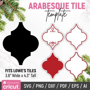 Arabesque Christmas Ornament SVG Template and Frames, Lowes Ornament Template Svg, Arabesque Tile Svg, Tile Ornaments, Arabesque Ornament