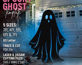 Spooky Ghost Template, Halloween Scene Lawn Decor, Outdoor Silhouette Template, DIY, Printable, Trace & Cut, Stencils, PDF, Instant Download