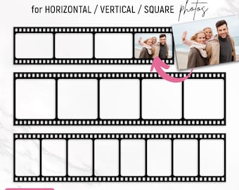 Film Strip Svg, Movie Filmstrip Svg, Picture Frame Svg, Cinema Vintage Svg, Negative Film Strips, Film Strip Photo Frame, Instant Download