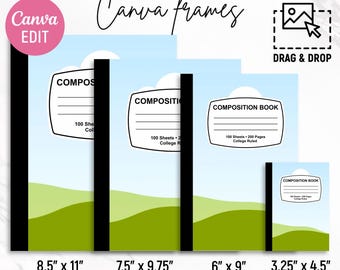 Composition Book Template, Composition Book Cover, Composition Notebook Template, Composition Book Blank, DIY, Canva Editable