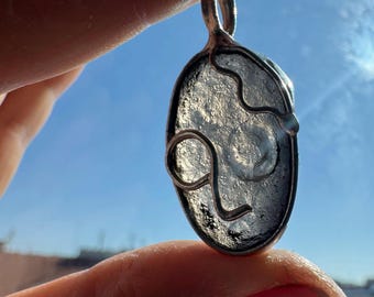 Columbianite "Face" Pendant, 4,5 g / 22,5 ct, cosmic pendant, tektite