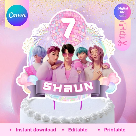 Décoration Anniversaire Kpop Demon Hunters - Banderoles, Décorations Gâteau, Ballons - Thème Huntrix Saja Boys - Pour Fans