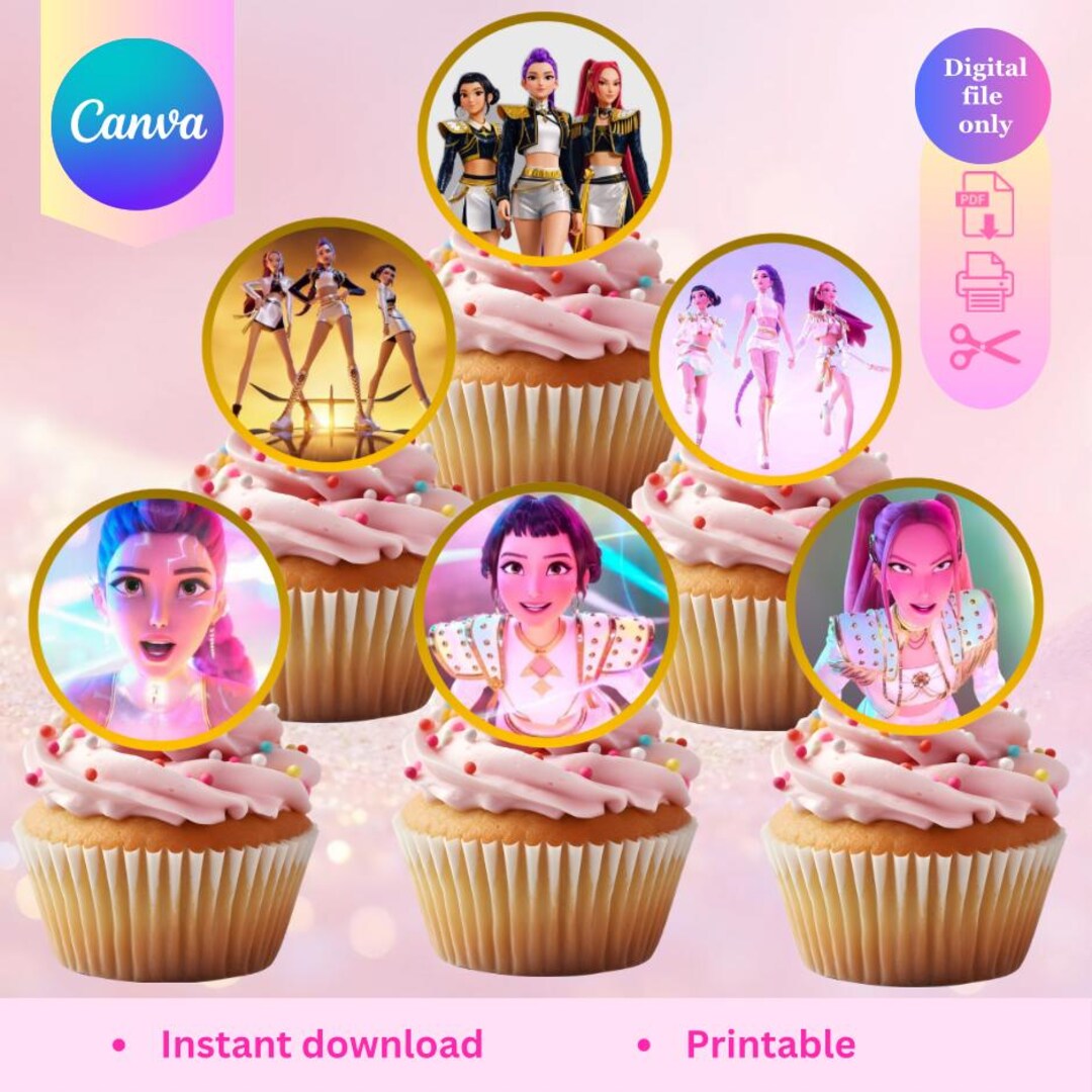 Huntrix Birthday Cupcake Toppers | Printable Party Decor (digital ...