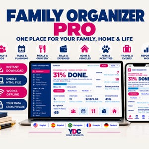 Family Organizer Pro Digital Household Planner Interactive Family Management Dashboard HTML App