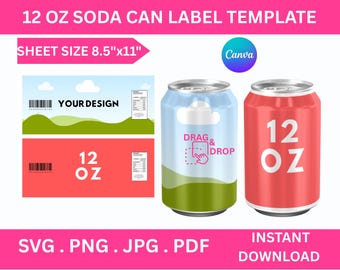 Editable Soda Can Label Template | Party Favor Drink Wrapper (Digital Download)