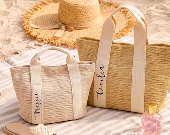 Beach bag personalized, Burlap Tote Bag, Custom Straw Bags, Bridal shower bag, Wedding Gift , beach bag bachelorette, bridesmaid  proposal