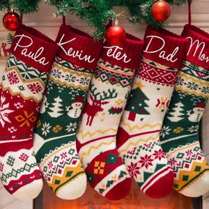 Personalized Embroidered Christmas Stocking, 2025 Knit  Xmas Stocking with Name, Holiday Stockings, Christmas Gift, Monogram Stocking