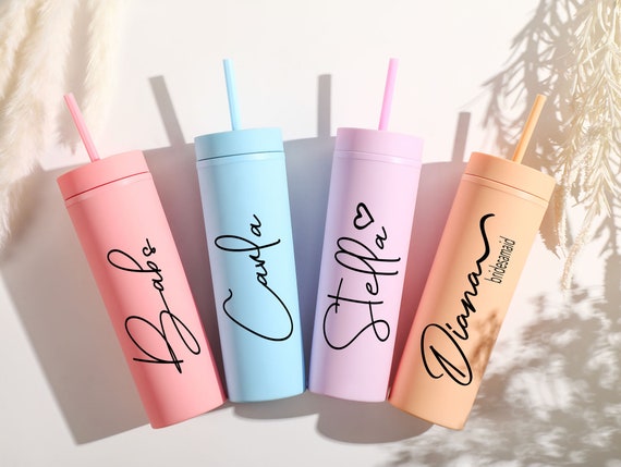 Personalized Tumblers with Lid and Straw,Custom Skinny Tumbler ,Bachelorette Party,Wedding Party water glass Gifts,Bridesmaid Tumbler