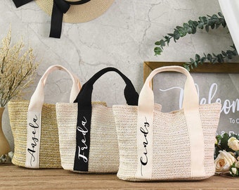 Personalized Beach straw bags,Burlap Tote Bag,Custom Straw Bag,Bridal shower bag,Bachelorette,Wedding Gift Bag,Bridesmaid Tote Bag