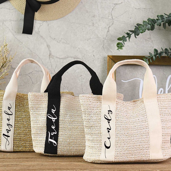 Personalized Beach straw bags,Burlap Tote Bag,Custom Straw Bag,Bridal shower bag,Bachelorette,Wedding Gift Bag,Bridesmaid Tote Bag