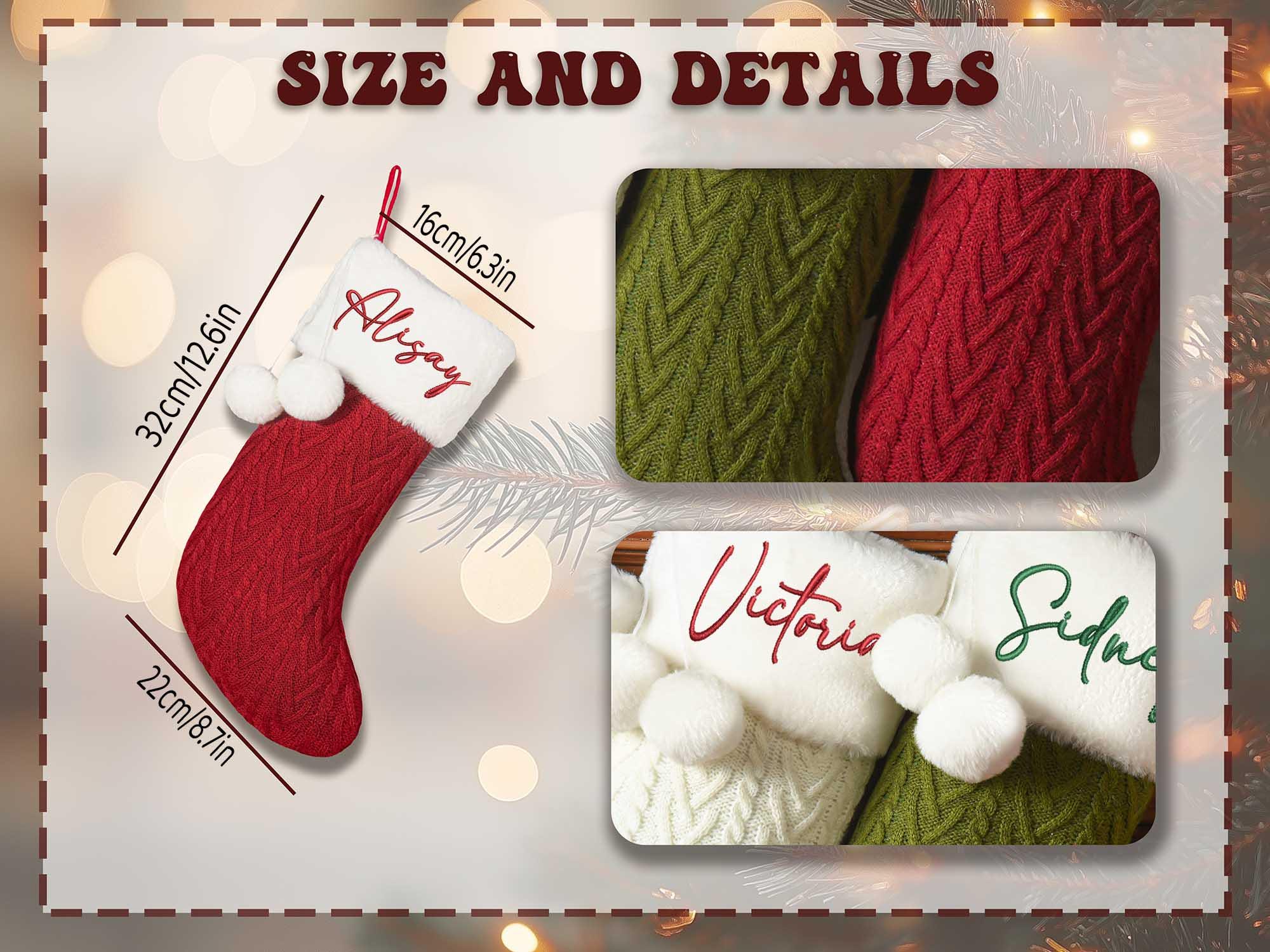 2025 Embroidered Christmas Stocking, Custom Christmas Stockings with pom pom, Holiday Gift, Xmas Stocking with Name, Christmas Decoration