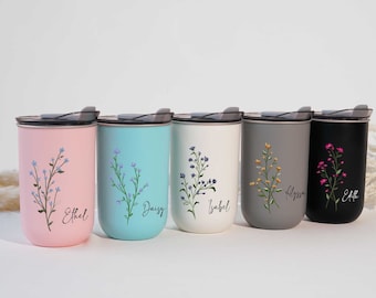 Personalized Floral Bridesmaid Wine Glass, Bridesmaid Proposal ,Stainless Steel Cup, bridal party Gifts, Enchanting Party Favor