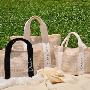 Personalized Beach straw bag-Bridesmaid  Bag-Bridesmaid Gift-Bridal shower bag-beach bag bachelorette-bridesmaid  proposal-Wedding Tote Bag