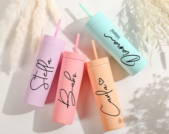 Personalized Tumblers with Lid and Straw,Custom Skinny Tumbler ,Bachelorette Party,Wedding Party water glass Gifts,Bridesmaid Tumbler