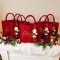 Custom Christmas gift bag & Charm, Holiday Gift Bags with Name, party bags, Christmas Eve Gift Bags, Xmas Holiday Presents, Christmas Bag