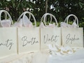 Personalized  Bridesmaid Canvas Tote Bag, Custom Bridal Shower Bag, Bachelorette Party Gift Bags, Wedding Day Gift, Bridesmaid Proposal Gift